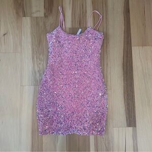 Lucy in the Sky Sz S pink sequin mini dress #glamour